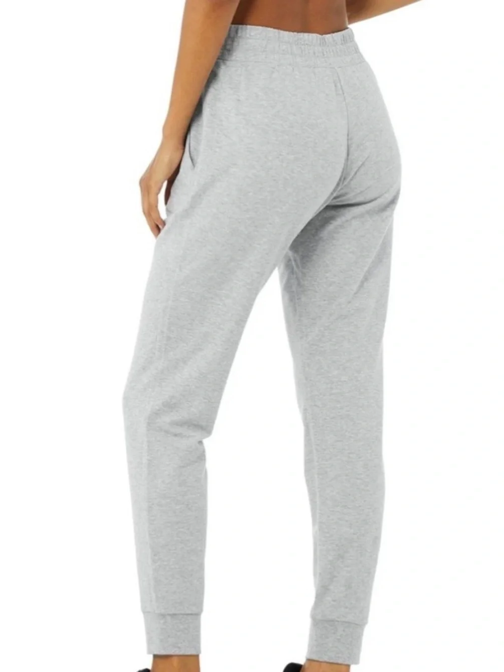 Alo Unwind Heathered Gray High Rise Cotton Blend Relaxed Ankle Sweatpants Sz M